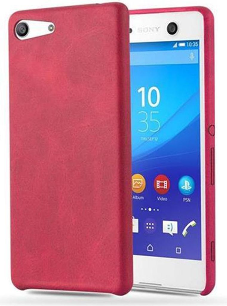 Cadorabo Schutzhülle für Sony Xperia M5 Hülle in Rot Hard Case Handyhülle Kunstleder Etui