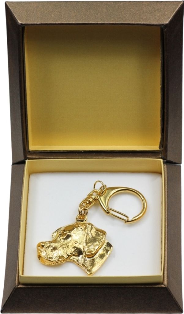 English Pointer, Englischer Pointer I - Vergoldeter Schlüsselanhänger mit Hund in Geschenkbox, Handtaschen-Dekoration, Luxus-Accessoire der Marke...