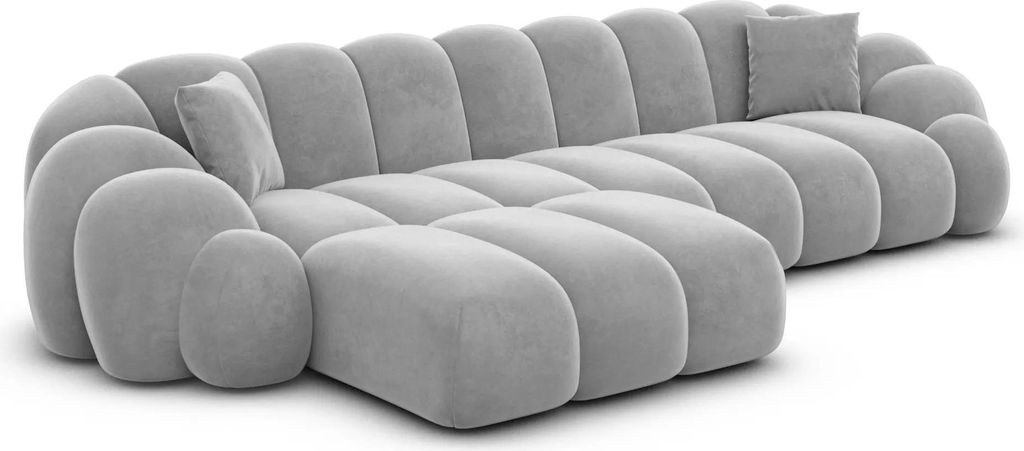 Samtstoff L-Form Sofa Liora Hellgrau Links