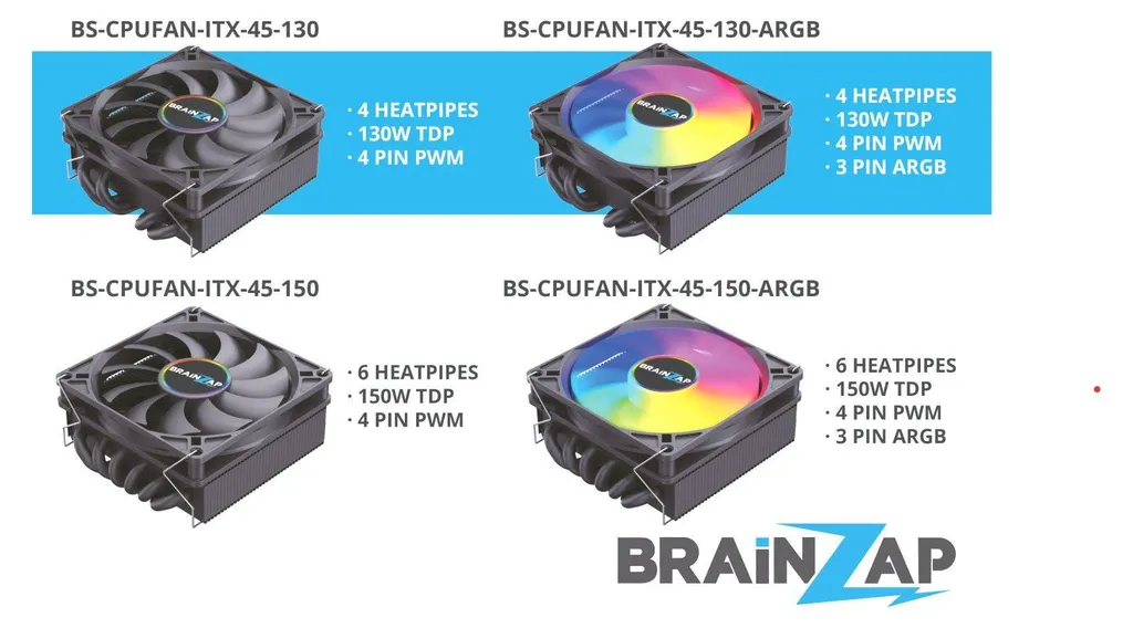 Ventilateur CPU BRAINZAP ITX ARGB 4-Pin PWM pour PC Compact Intel AMD - 3