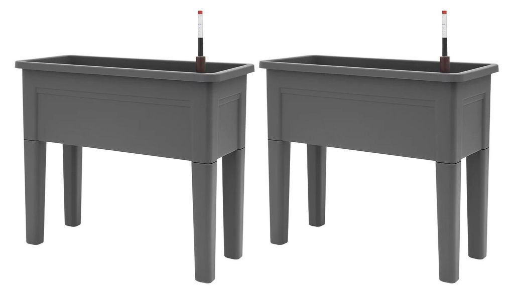 Hochbeet Pflanzkasten - Rechteckig - 2er-Set - 25 kg Belastbarkeit - Für Gemüse, Kräuter, Blumen - Grau