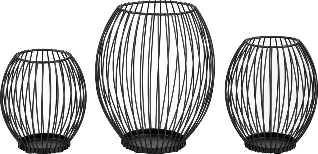 Chandelier design en métal noir, ensemble de 3 supports bougie ronde