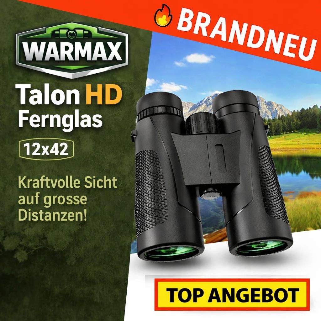 Warmax Talon HD Fernglas 12x42 Profi Hochleistungsfernglas für Erwachsene: Schwarz