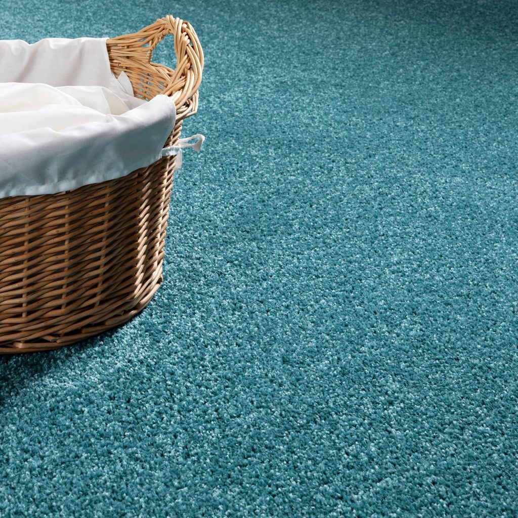 Steffensmeier Teppichboden Cambridge | Meterware Auslegware Wohnzimmer Schlafzimmer Kinderzimmer | türkis | 400x1000 cm