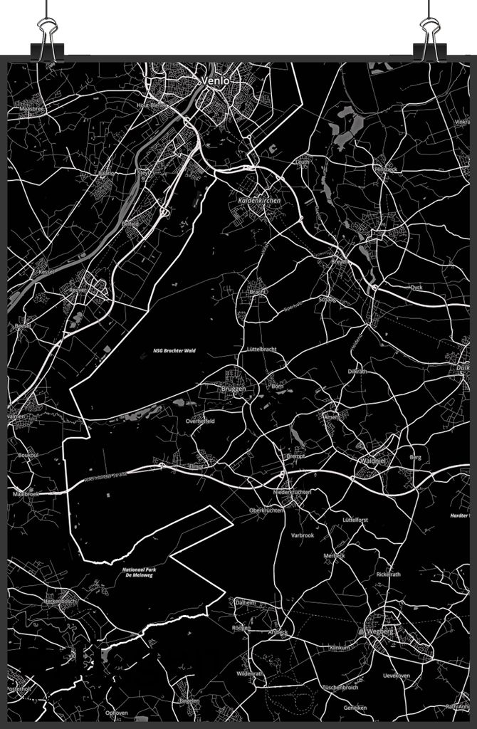 Mr. & Mrs. Panda Bild Brüggen DIN A5 - Geschenk, Stadt, drucke, wanddeko, Dorf Karte Landkarte Map Stadtplan, Kunstdruck, Wanddekoration, Wandbild