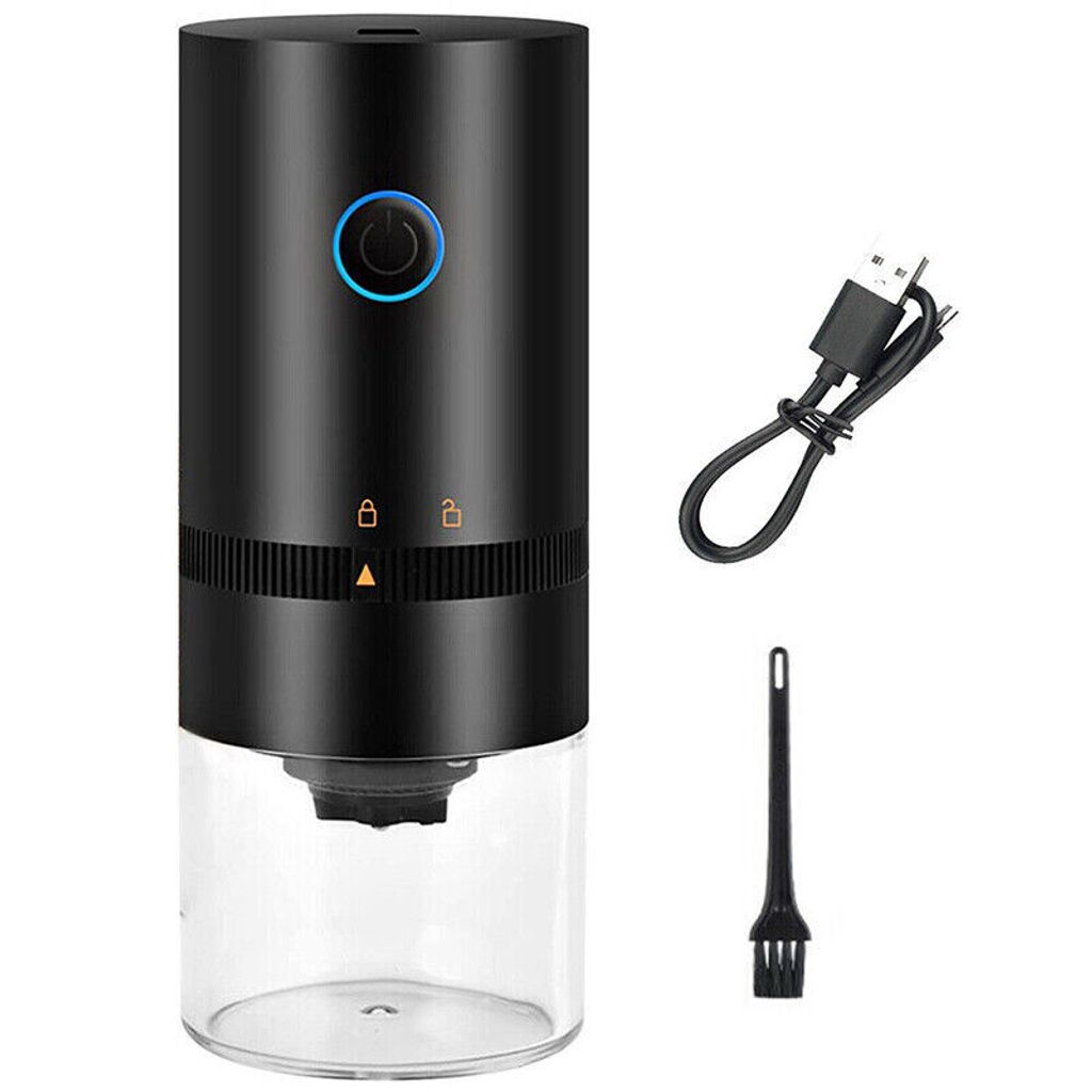 Kabellose Kaffeemühle, elektrische USB-wiederaufladbare Kaffeebohnenmühle(Schwarz)
