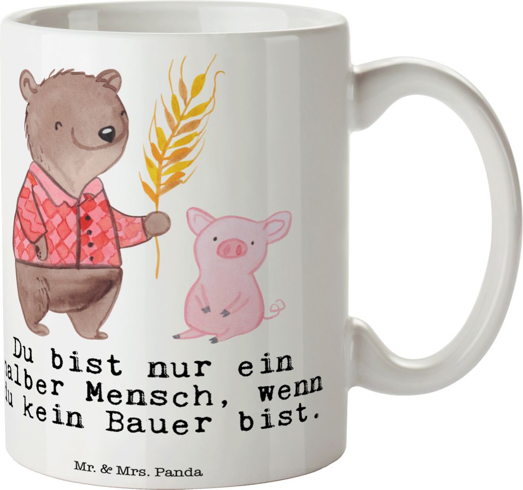 Mr. & Mrs. Panda Henkelpott Bauer Herz - Weiß - Geschenk, Farmer, Spruch, Kaffeebecher, Bauernhof, Trinkbecher, Tasse, Pott, Witzig, Kaffeetasse, ...