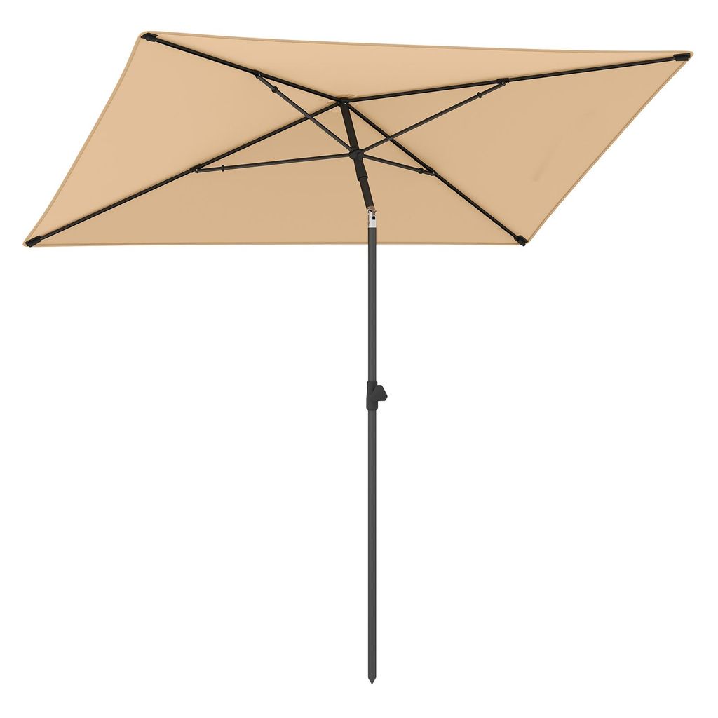 A rectangular patio umbrella is shown against a white background.