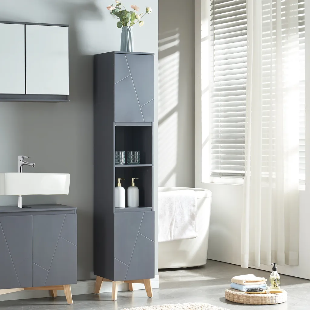 Colonna Bagno Grigia Overath 160x30x30 | Arredo Bagno Moderno Slim