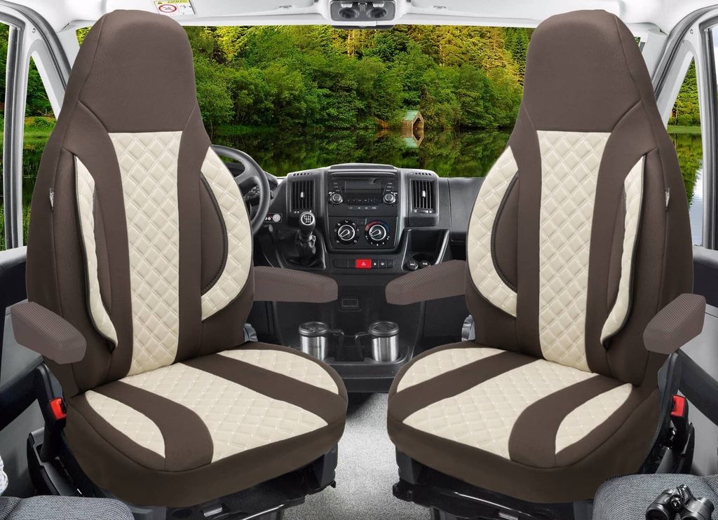 Schonbezüge für Wohnmobil 2er Set in Braun/Beige WPL411