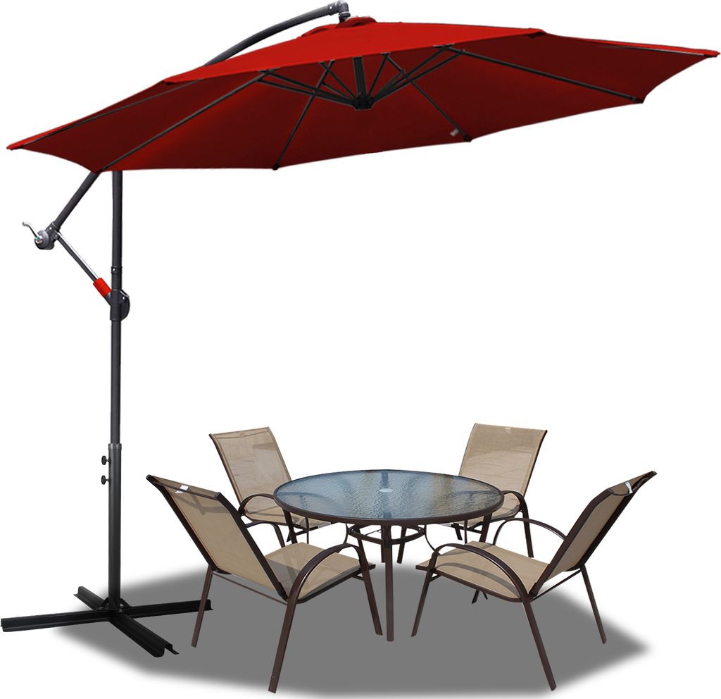 Izrielar Sonnenschirm 3.5m Rot – Großer Blickfang für Garten, Terrasse & Grillabende