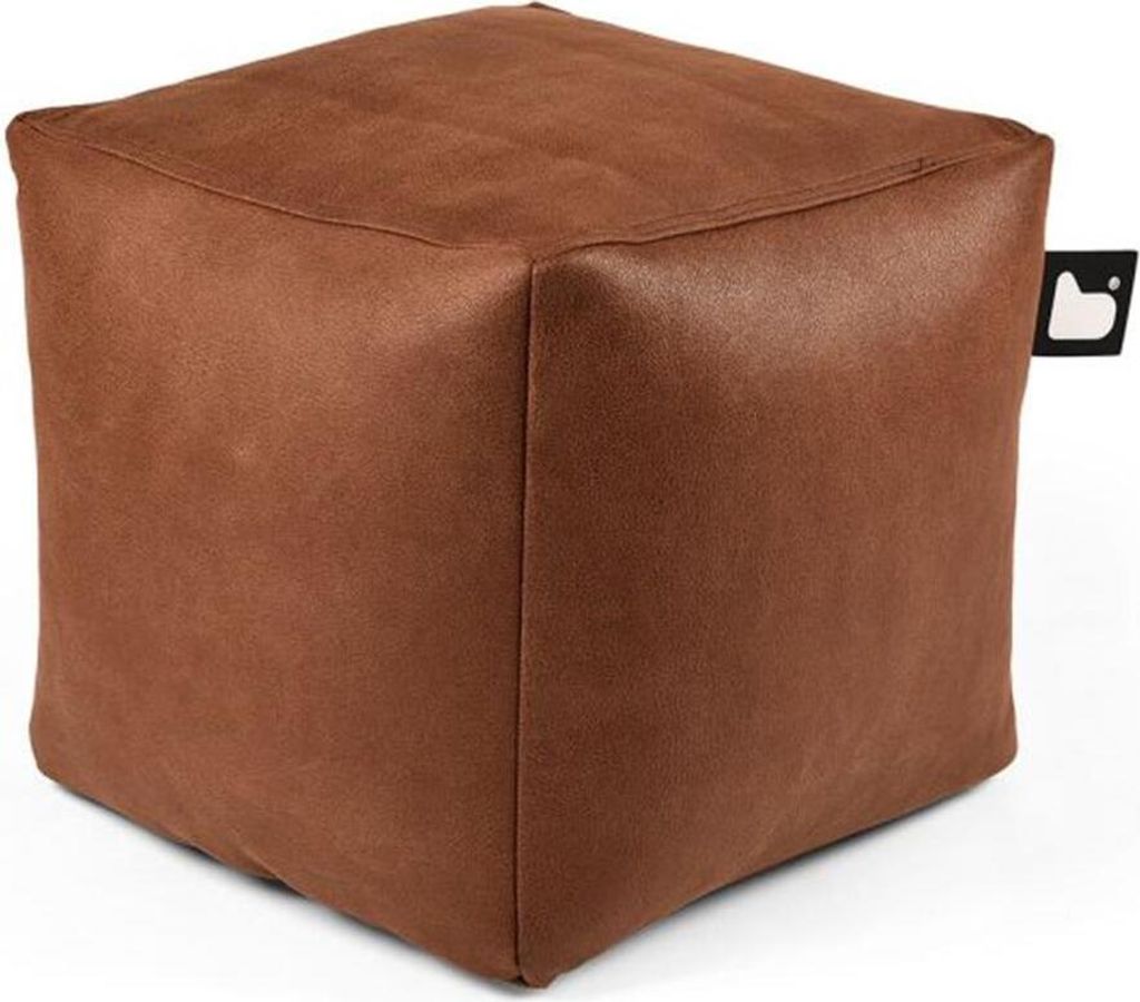 Extreme Lounging - b-box luxury - quadratischer Fußhocker - indoor - komfortable Lederoptik - 40x40cm - Kastanie