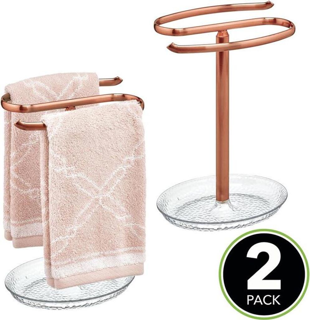 mDesign Handtuchhalter 2er Set rotgold Schmuckablage 27 cm Gästehandtücher