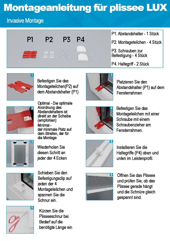 Store plissé pour fenêtre large 120 cm - Solution pour perçage