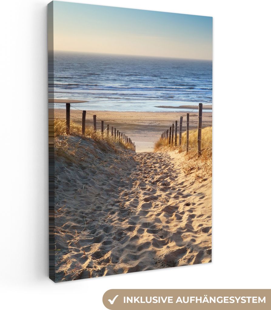 Leinwand Bilder 40x60 cm - Strand - Meer - Dünen - Sonne, Wandbilder, Wanddeko Wohnzimmer, Bild