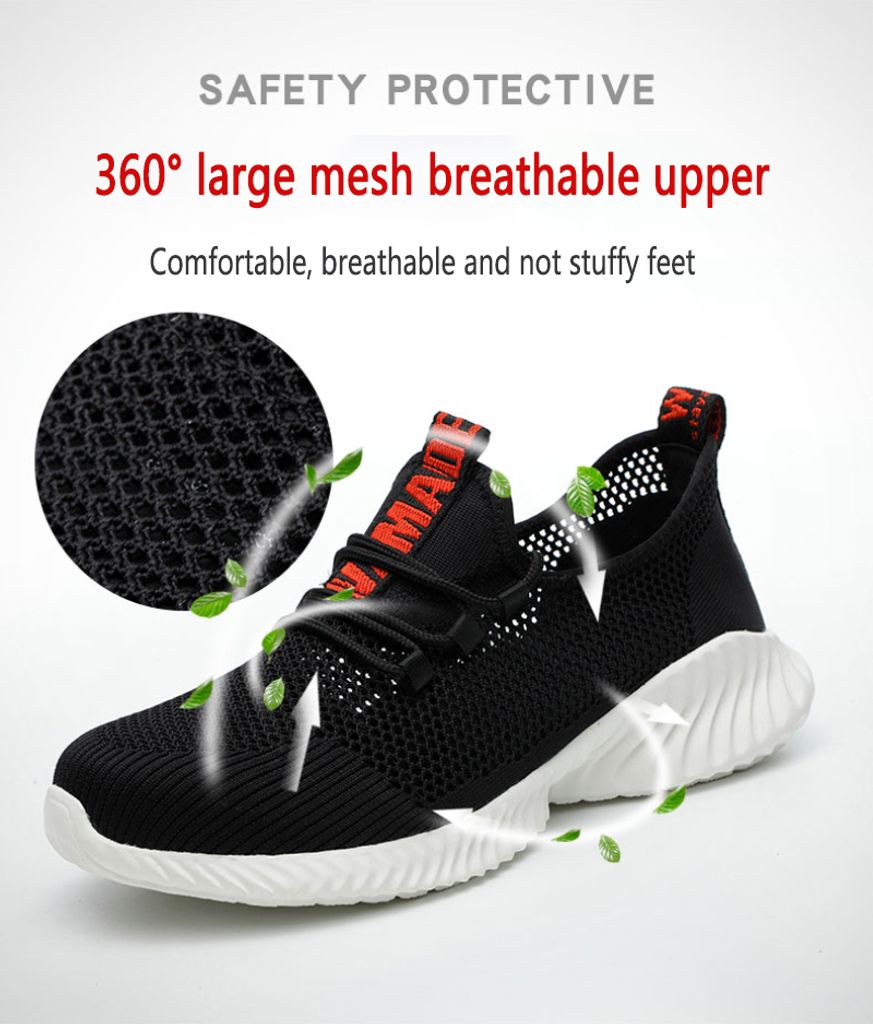 Neu Herren Sicherheitsschuhe Sommer Mesh Atmungsaktive Stahlkappe Arbeitsschuhe