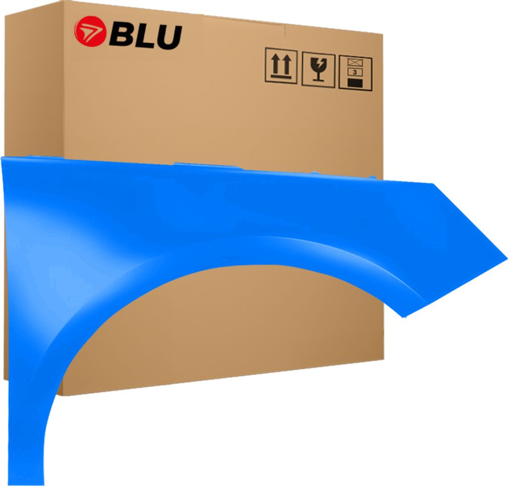 BLU Kotflügel Passend für Audi A1 8X LV5C Rechts Blau TurboBlau | 2000-2003 | Vorderseite Vorne | Lackiert | Einbaufertig