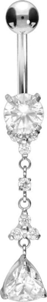Bauchnabelpiercing Titan Bananabell mit Innengewinde KRISTALLBLUMEN + KRISTALLDREIECK