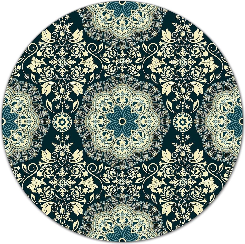 Glas Schneidebrett Herdabdeckplatten Schneideplatten Rund - 40 cm - Damast grün weiß