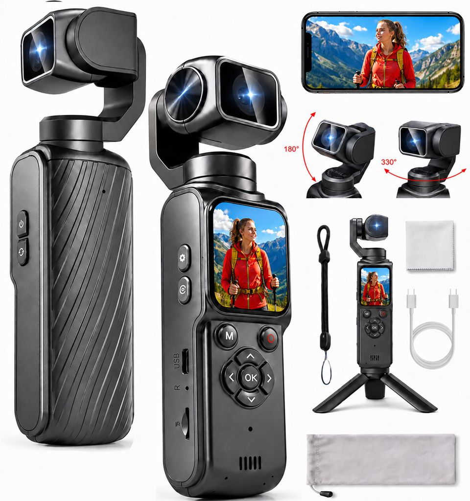 Action Kamera 4K, Vlog Kamera mit 1,72-Zoll-Touchscreen Produktbild 