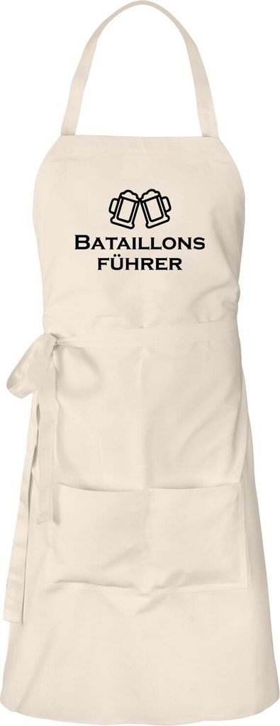Huuraa Schürze Bataillonsführer Schützenfest Natur mit Taschen Baumwolle Kochschürze Geschenkidee