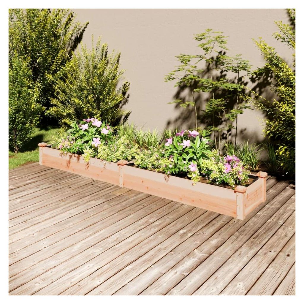 Hochbeet mit Einlage 240x45x25 cm aus massivem Tannenholz