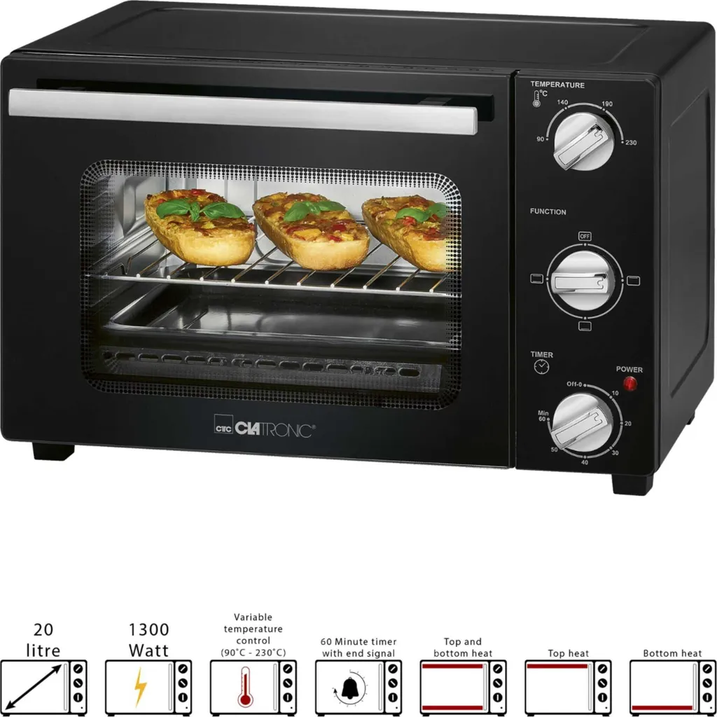 Petit Four de Table Noir MBG 3726 Idéal pour Pizza et Petits Plats - 6