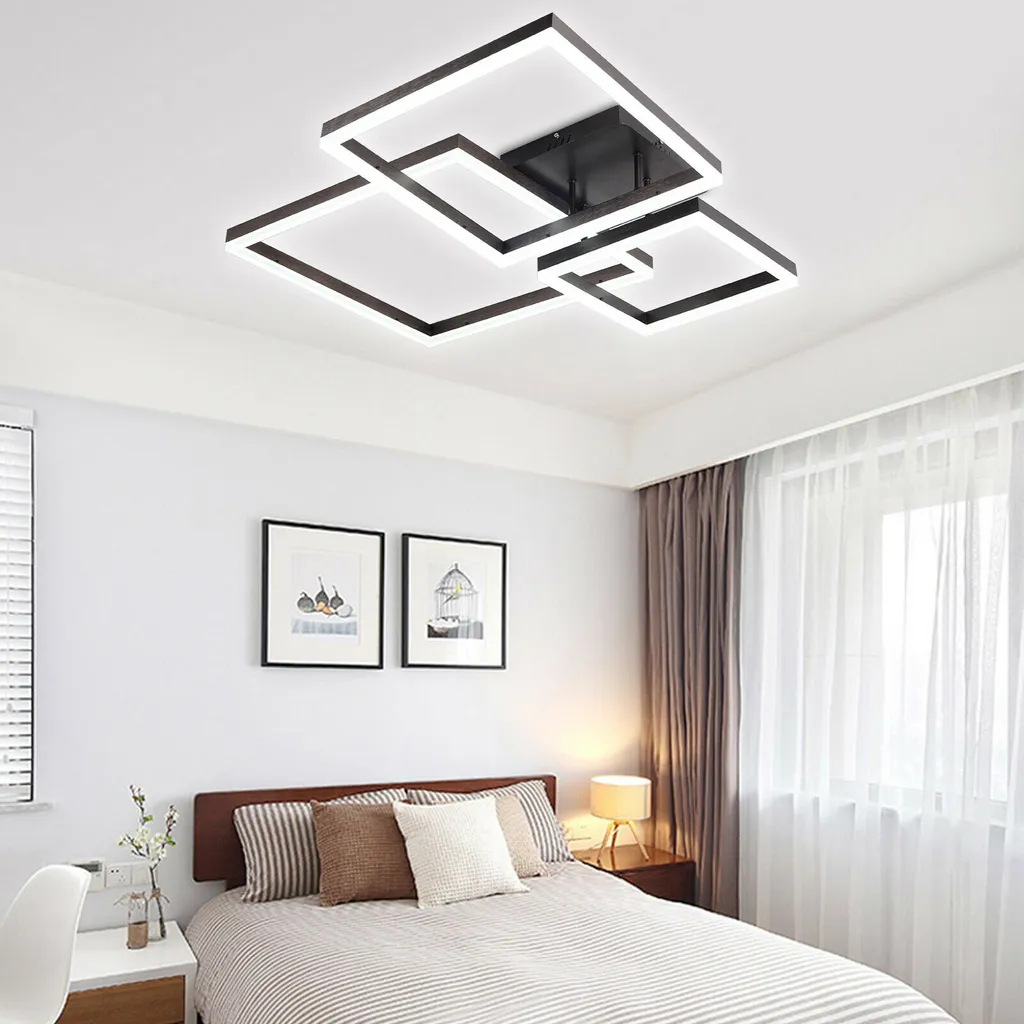 Plafonnier LED Créatif à Intensité Variable - Lustre Moderne 3 Carrés - 5