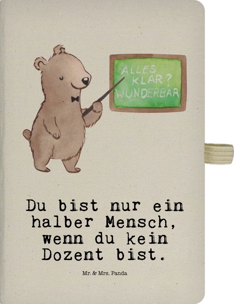 Mr. & Mrs. Panda Journal Dozent Herz - Transparent - Geschenk, Lustig, Kladde, notizbuch, Reisetagebuch, Tagebuch, Uni, Universität, Unterricht, A5