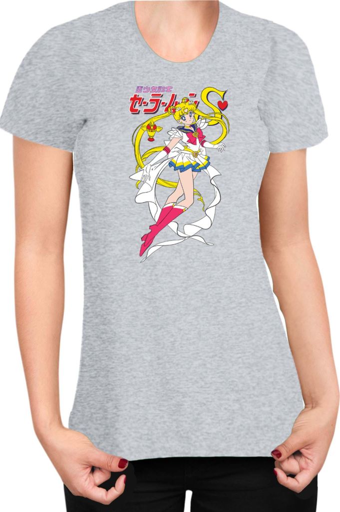 Damen T-Shirt Manga Japan Anime Comics Animation Sailor Anime Manga Moon 0020, Lady S / Grau