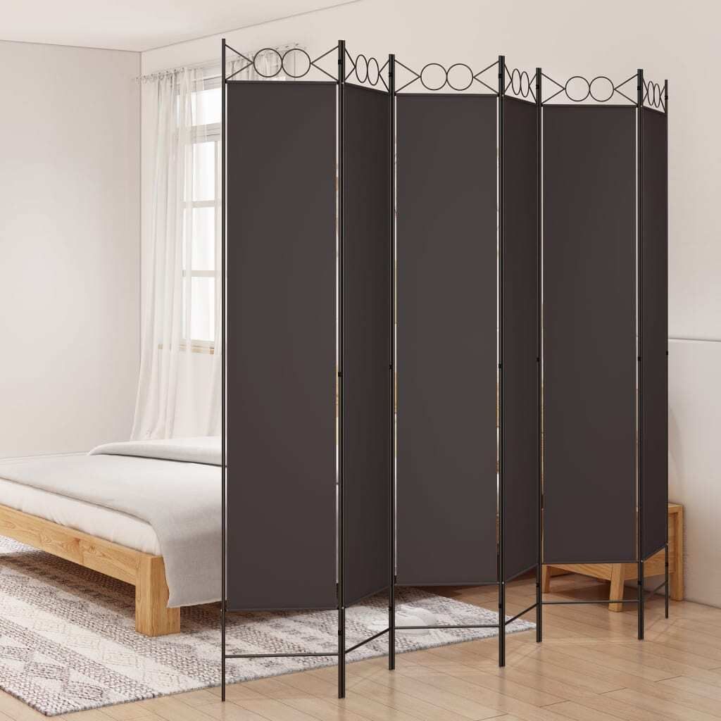 Möbel 6-tlg. Paravent Braun 200x220 cm Stoff - Paravents Produktbild 
