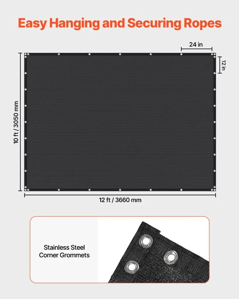 Filet de protection UV 90% résistant pour ombrage extérieur 305x366 cm