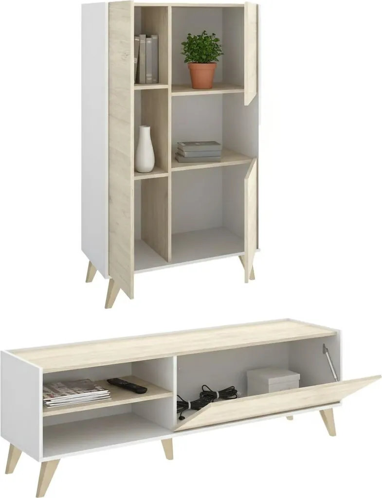Meuble de Séjour Complet Sutter : Composition Modulable Chêne