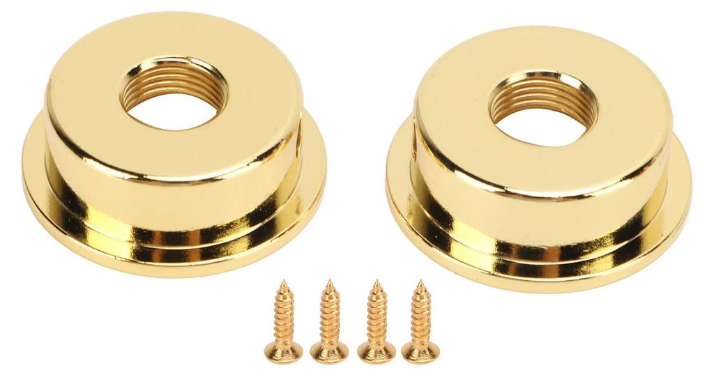 2 Stück TL E-Gitarren-Klinkenbuchsen-Abdeckungen, runde Metall-Elektrobuchsenplatten mit Befestigungsschrauben, Gold
