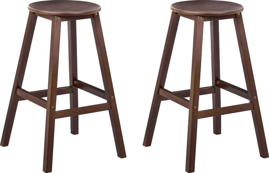 BELIANI Barhocker 2er Set Dunkelbraun Bambusholz 65 cm hoch Produktbild 