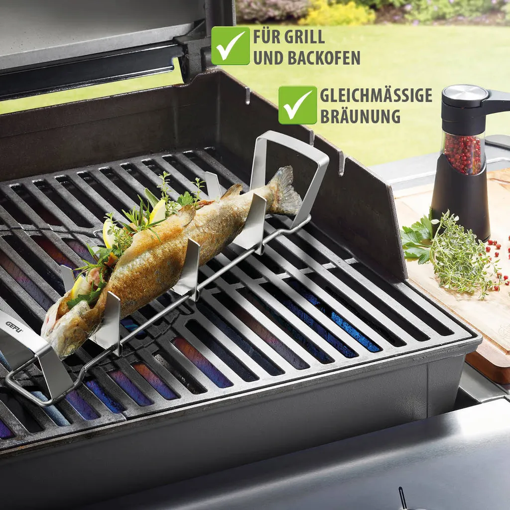 Support de Cuisson Poisson BBQ Grill de Table en Inox Argenté GEFU - 9