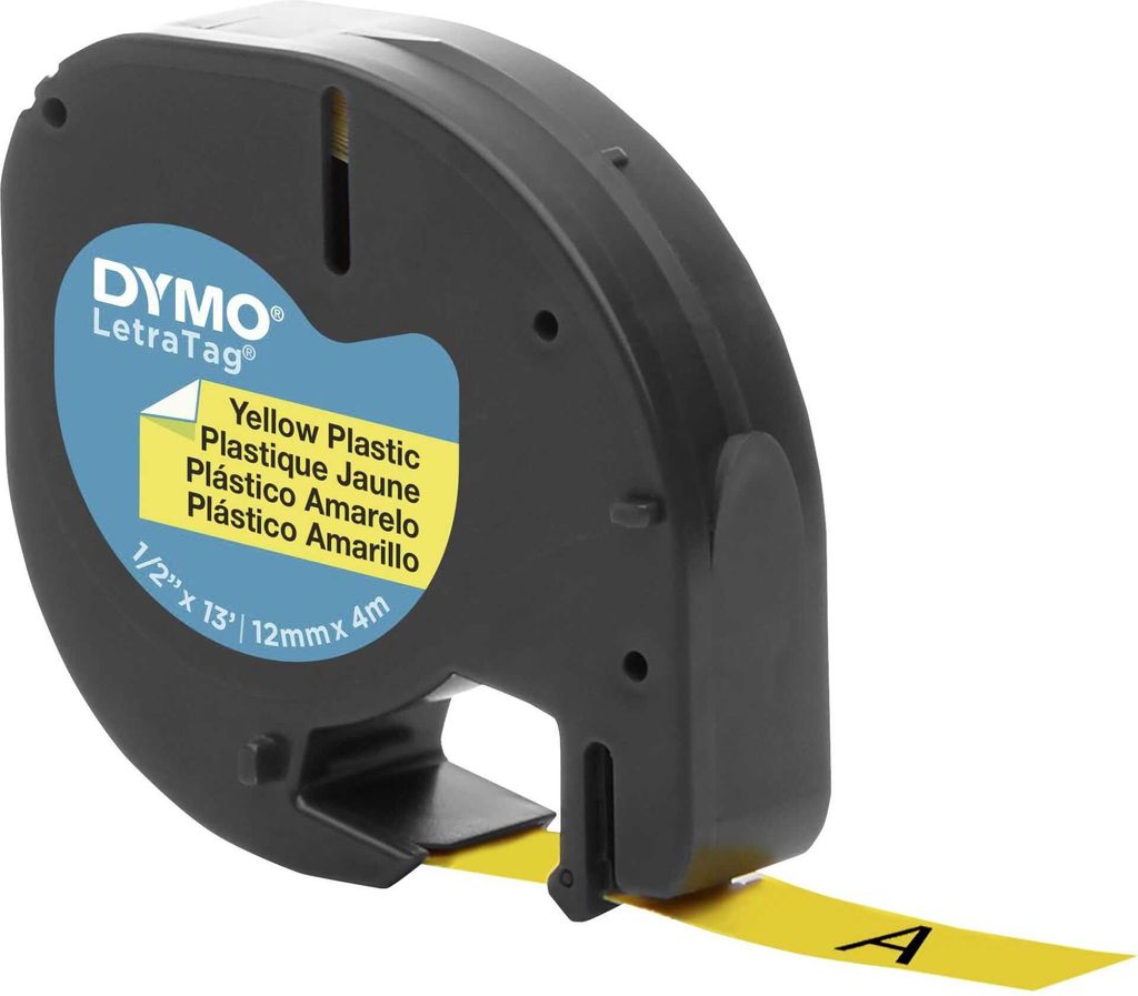 DYMO LetraTag-Band, Plastik 12mm x 4m schwarz->gelb Immagine del prodotto 