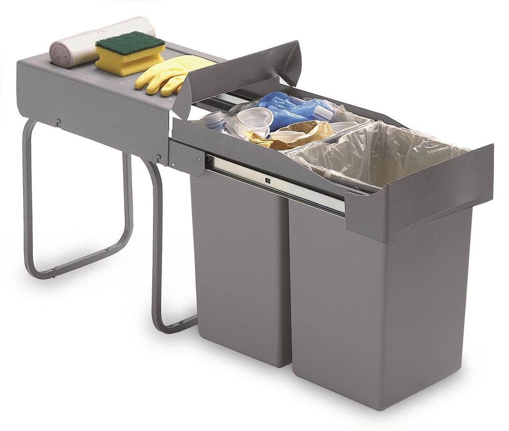 Victory Einbau-Abfallsammler Double-Man 28 Liter in Alugrau Produktbild 