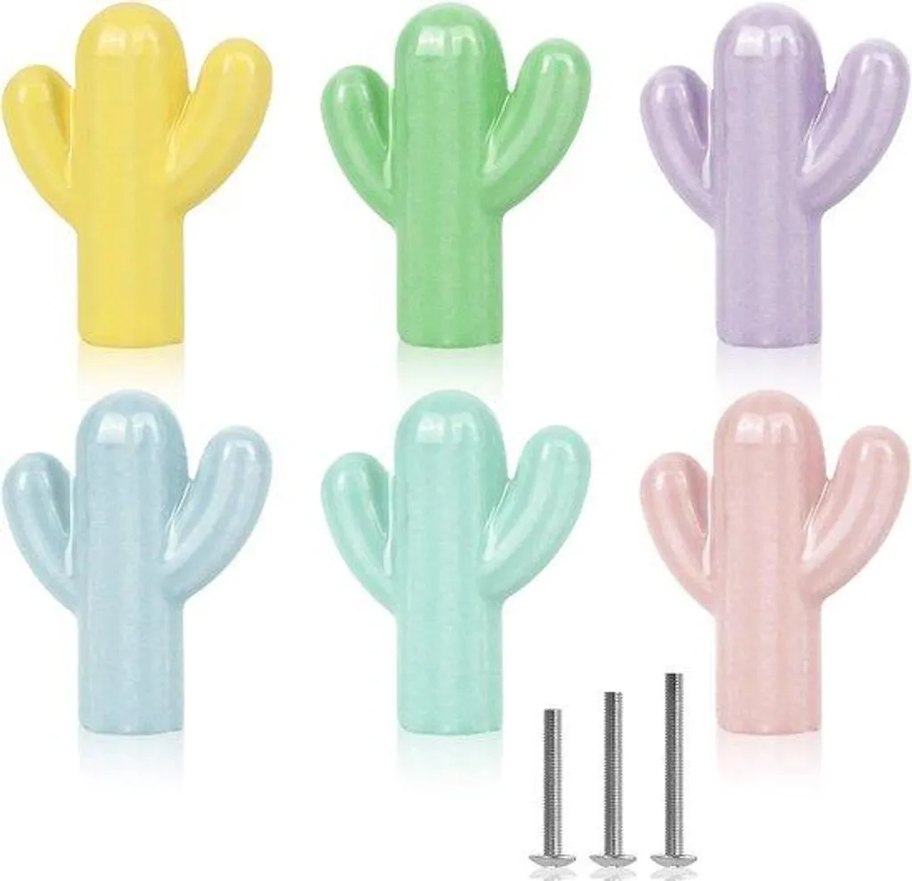 Boutons en céramique cactus vert pour meuble de chambre d'enfant