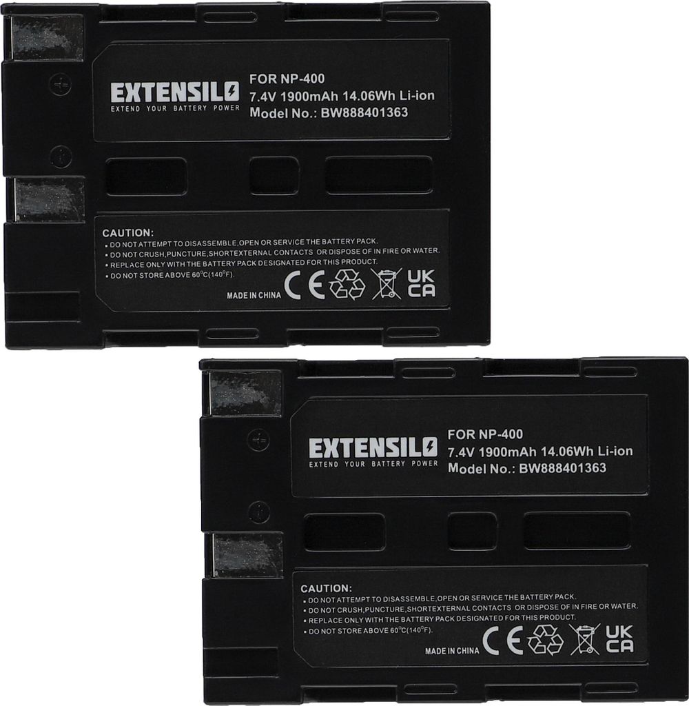 EXTENSILO 2x Akku kompatibel mit Minolta Dynax 7D, 5D Kamera (1900 mAh, 7,4 V, Li-Ion)