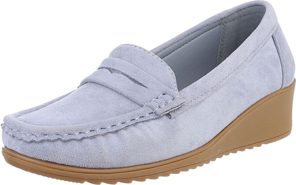 Ital-Design Damen Halbschuhe Mokassins Wildlederoptik Slipper 89319029 Hellblau Gr. 39