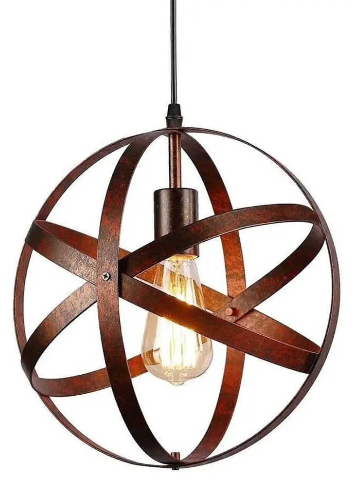 Suspension Cuisine et Salle à Manger Vintage Marron Métal E27 220V