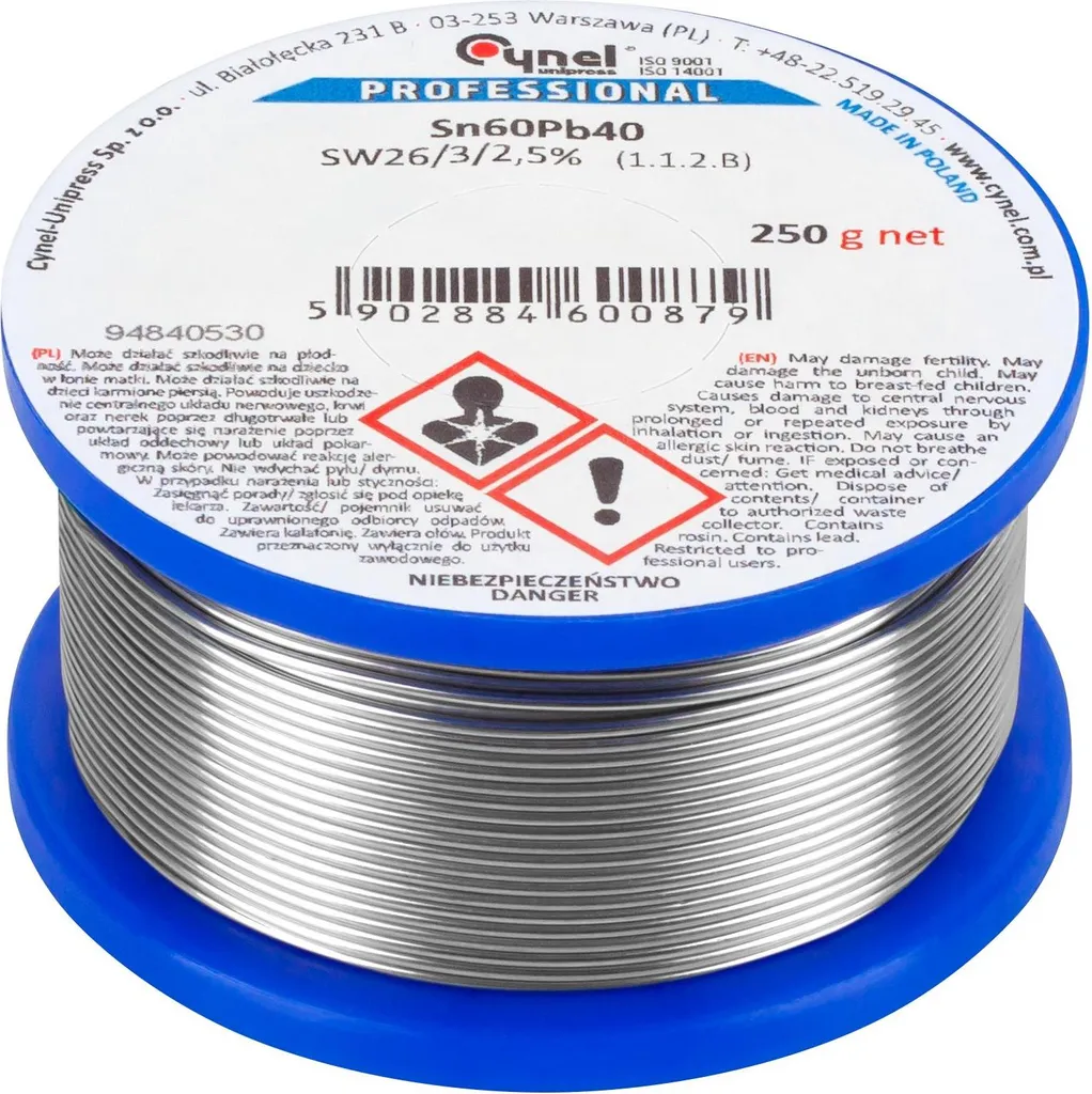 Fil de soudure 1.2mm Fludor Sn60Pb40 Cynel pour Réparation Électronique