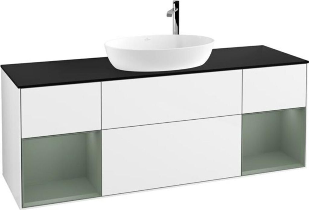 V&B Waschtischunterschrank Wandbeleuchtung Finion 160cm, Pl b m, Rg Ol m Lac, glo wh. Lac