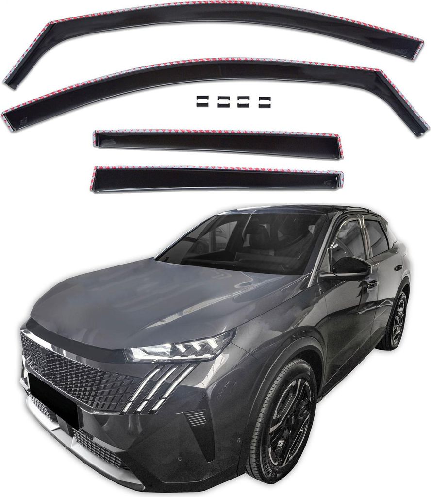 J&J AUTOMOTIVE | GP Windabweiser Für Peugeot 3008 Mk3 Ab 2023 / e-3008 Od 2023, 4tlg, GP Regenabweiser, Schwarz, Getönt, Aerodynamisch, Einfache ...