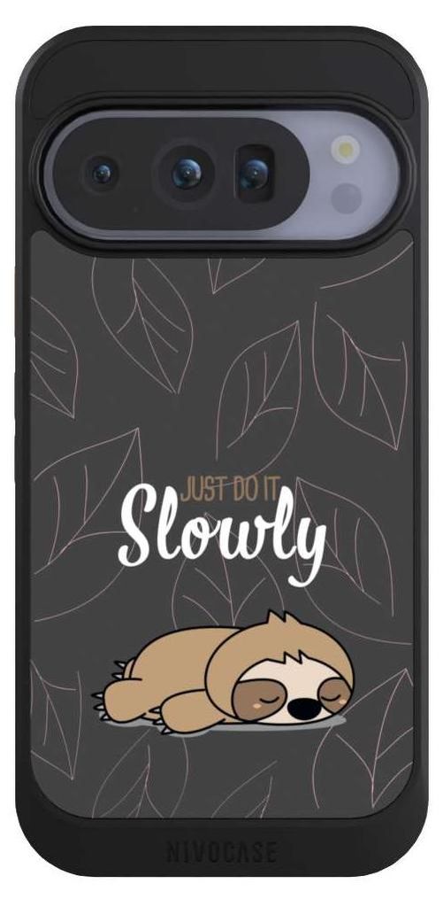 NIVOCASE Hülle für Google Pixel 10 Pro Handyhülle NIVOcore Case Schwarz Faultier Sprüche lazy sunday
