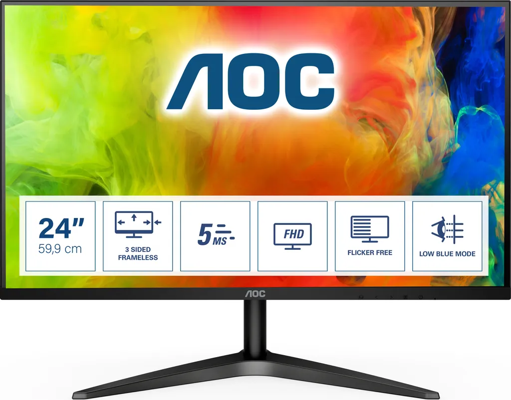 Moniteur AOC 24B1H Écran de Bureau 23.6 Pouces pour Télétravail