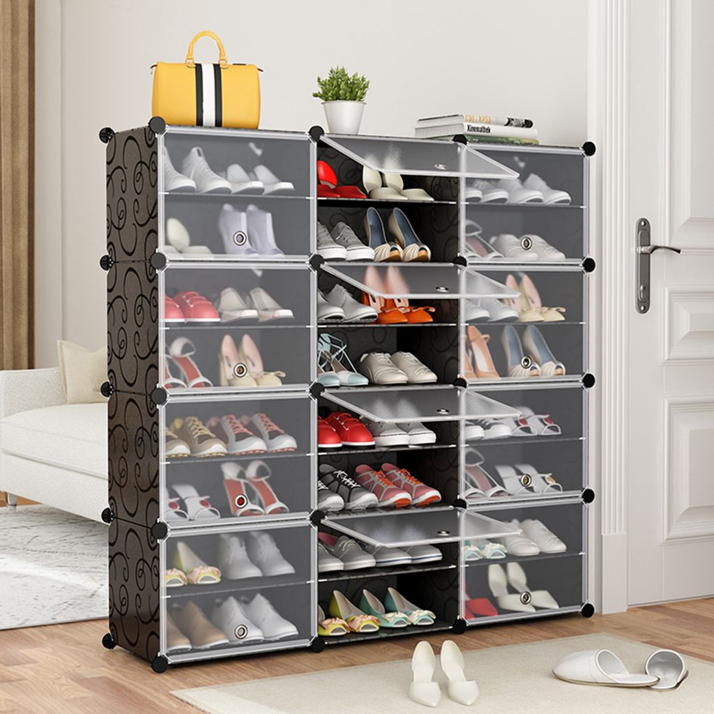 Schuhschrank modular DIY Steckregal System Kunststoff Schuhablage,  Garderobe Schuhregal 13 Fächer