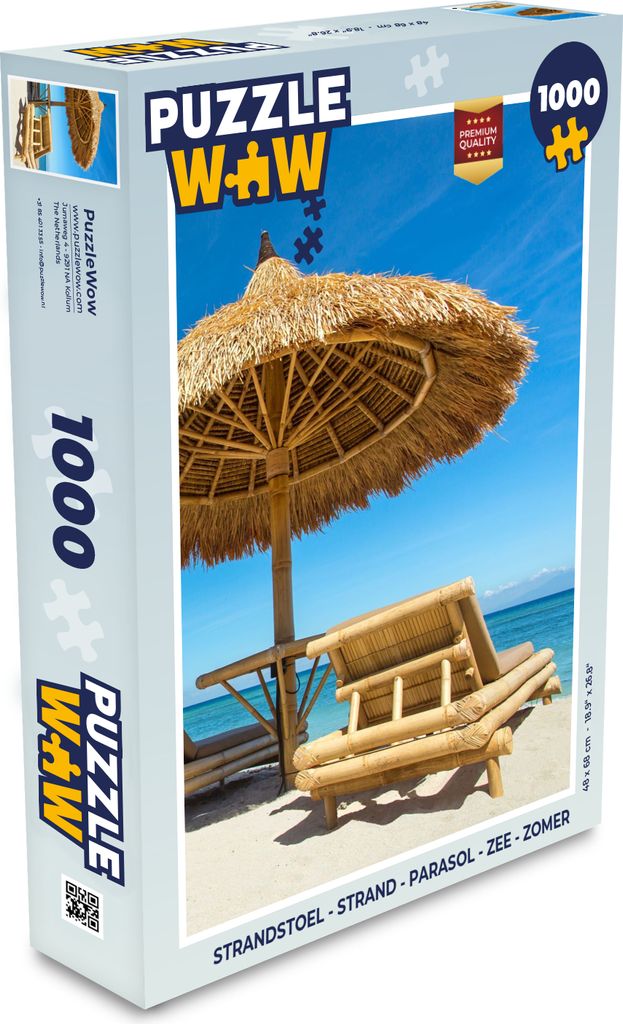 MuchoWow Puzzle 1000 Teile Strandkorb - Strand - Sonnenschirm - Meer - Sommer - Spielzeug - Alt und Jung - Spiele - Puzzeln