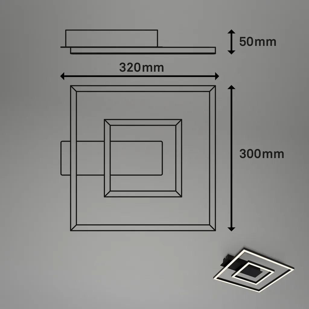 Lampada da soffitto a LED, nera, LED/22W - 7